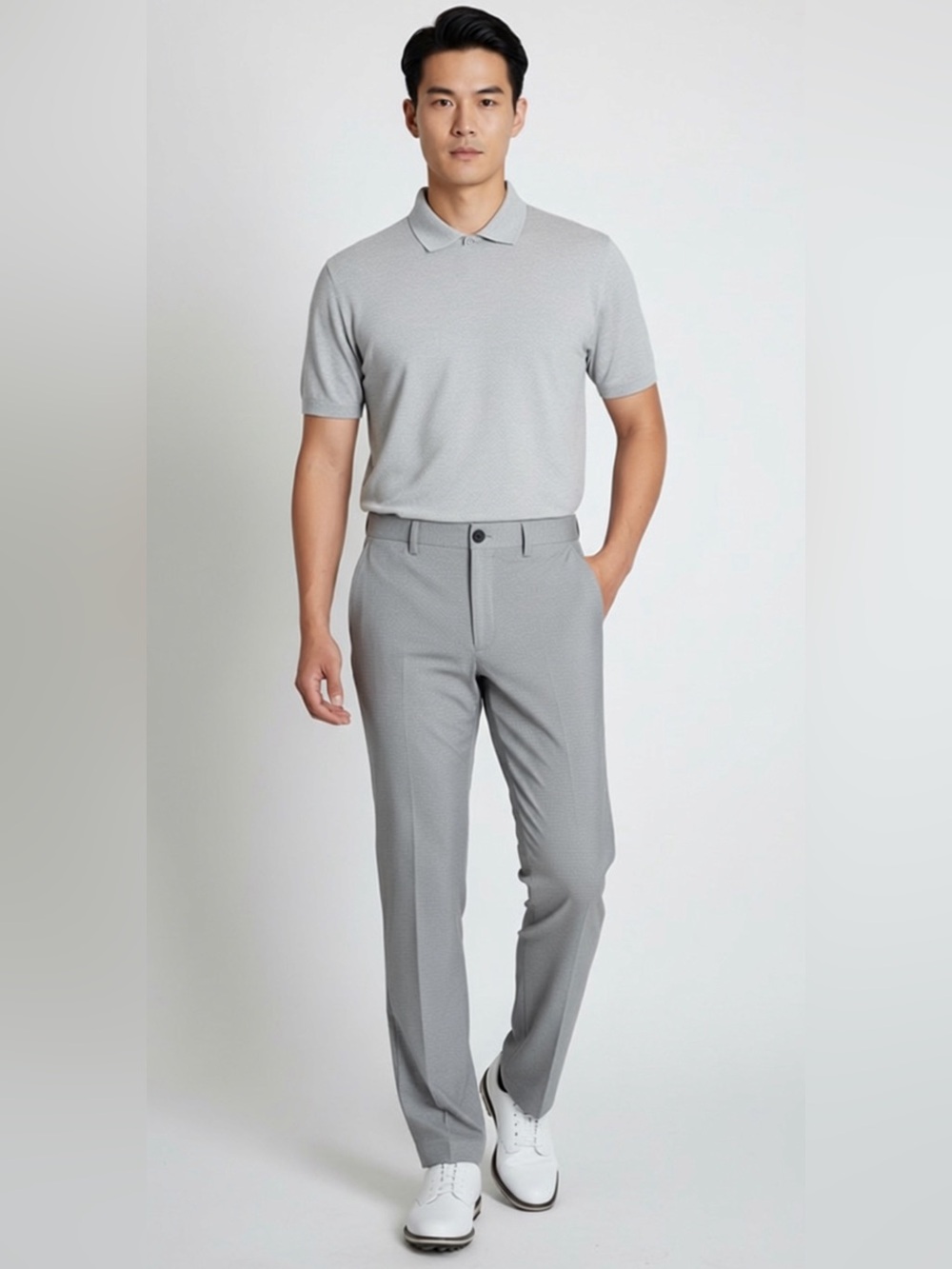 G-Mac Men's Gray Luxe Melange Performance Golf Pants Lightweight Stretch